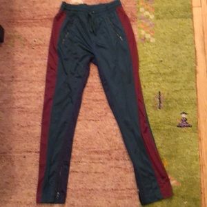 Dark Blue Green and Red sweatpants from Zumiez